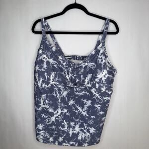 True Craft Women’s Tie Die Tankini Swim Top Gathered Front Size 2X NWT